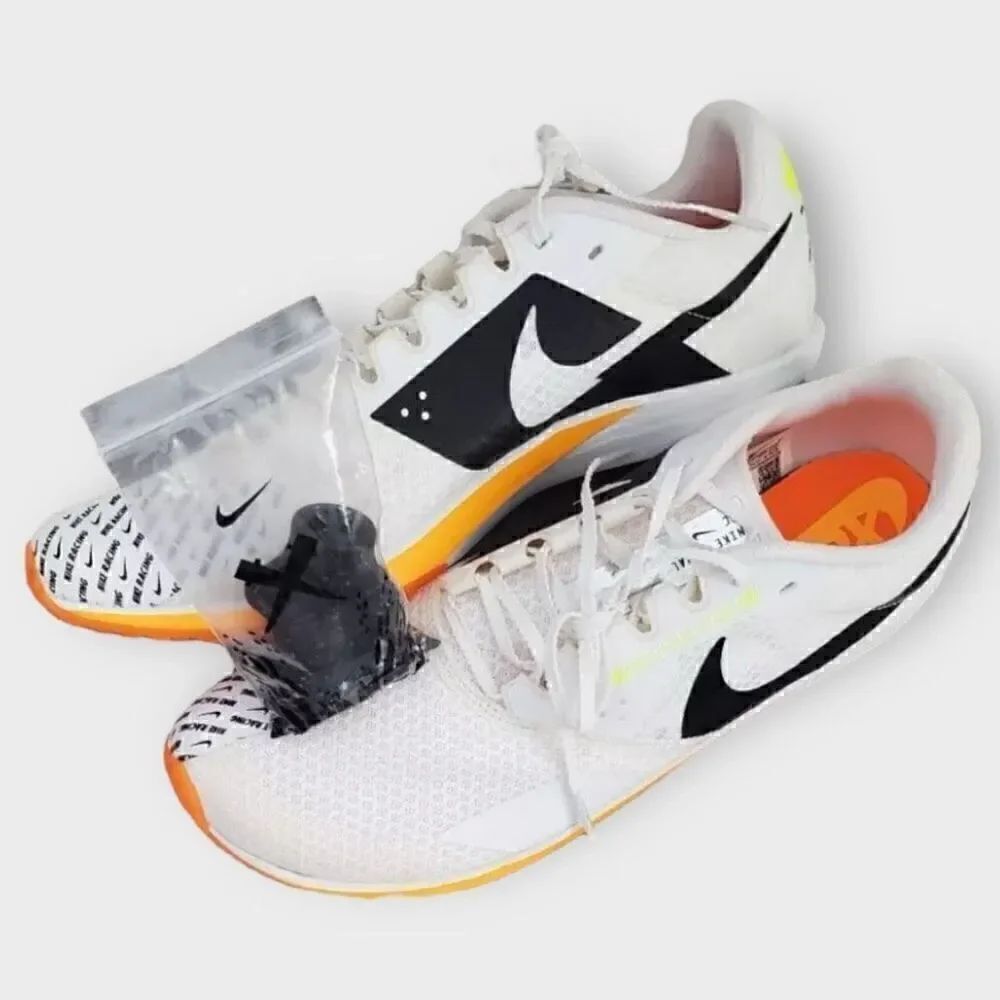 Nike Zoom Rival XC 6 White/ Orange Track Shoes Spikes DX7999-100 Mens size 8.5